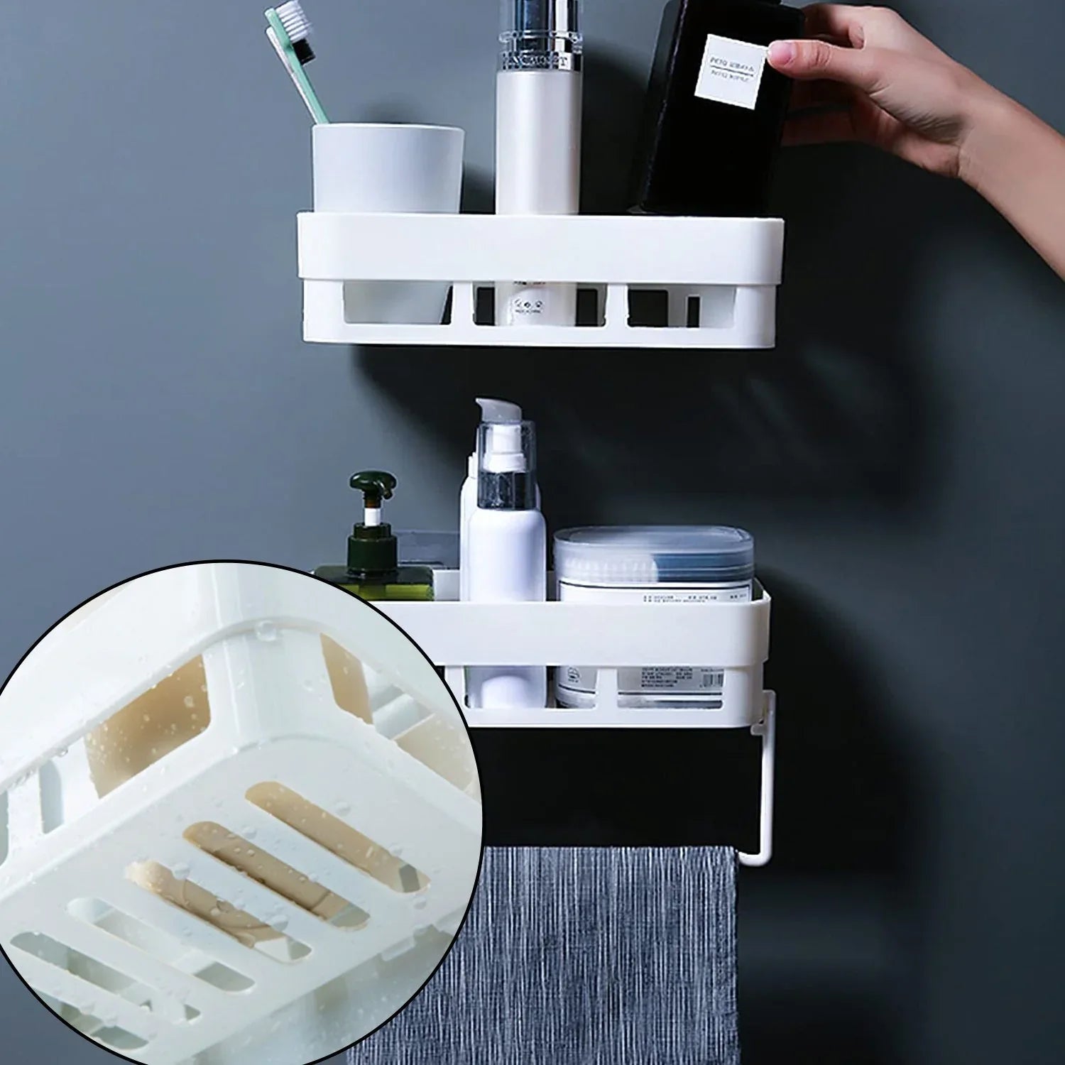 1651l Multipurpose Kitchen Bathroom Shelf Wall Holder Storage Rack Bathroom - Zidbik