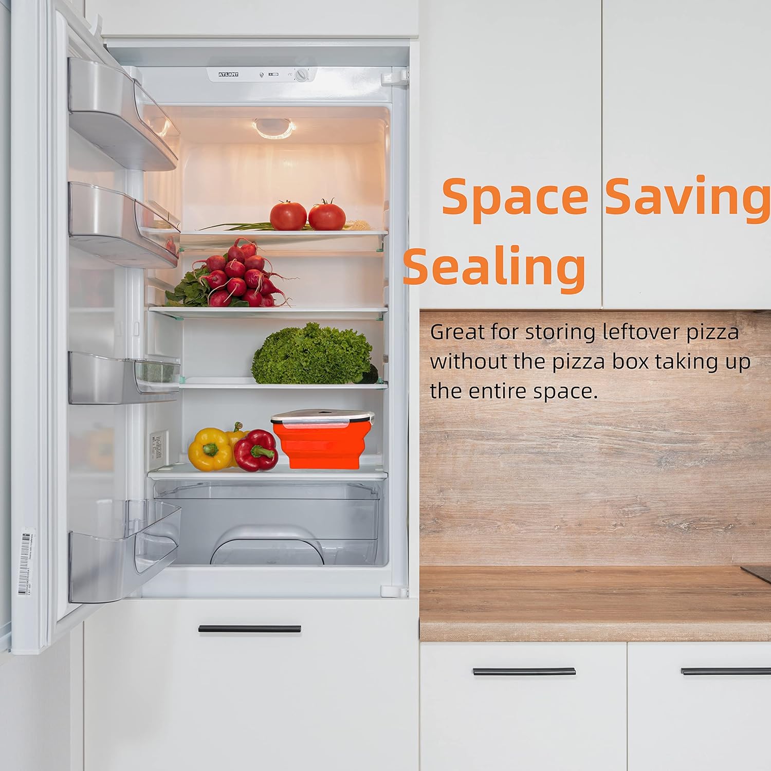 10026 Reusable Pizza Storage Containers With 5 Microwavable Serving Trays Silicone Container Expandable  Adjustable For Packing Pizza At Home  Outdoor - Zidbik