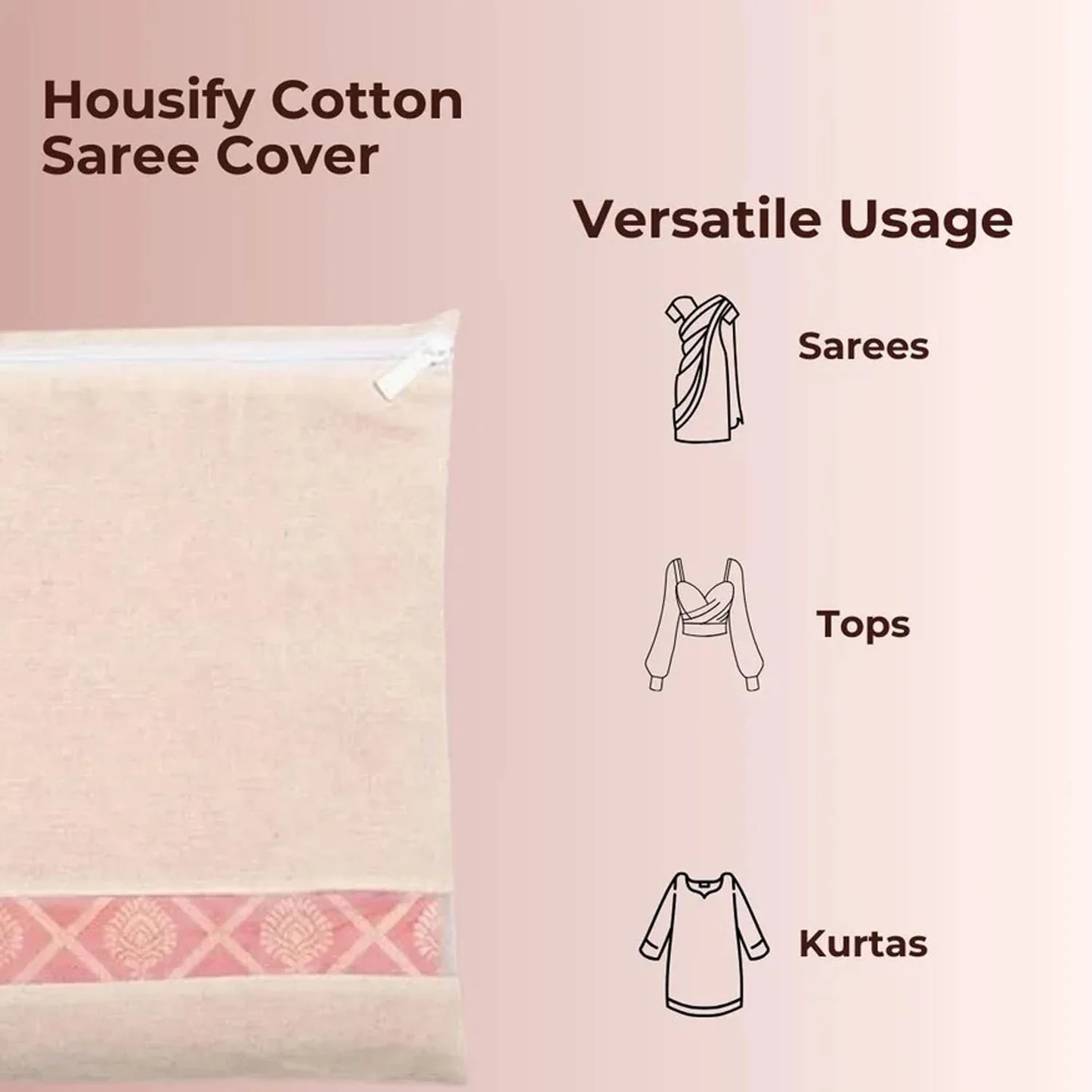 Zip Closure Saree Storage Bag (14.516.5 Cm 1 Pc) - Zidbik