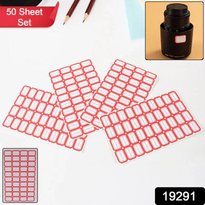 Multipurpose Blank Label Sticker Sheets Red Border Self-adhesive Writable Stickers For Bottles (50 Sheet) - Zidbik