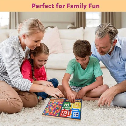 Wooden Board Game Set Ludo Snakes Ladders And Desktop Football (3-in-1) - Zidbik
