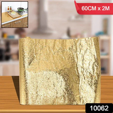 Oil Proof Sticker Waterproof Self Adhesive Aluminum Foil Wallpaper (60 Cm2m Golden 1 Pc) - Zidbik
