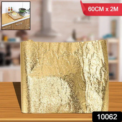 Oil Proof Sticker Waterproof Self Adhesive Aluminum Foil Wallpaper (60 Cm2m Golden 1 Pc) - Zidbik