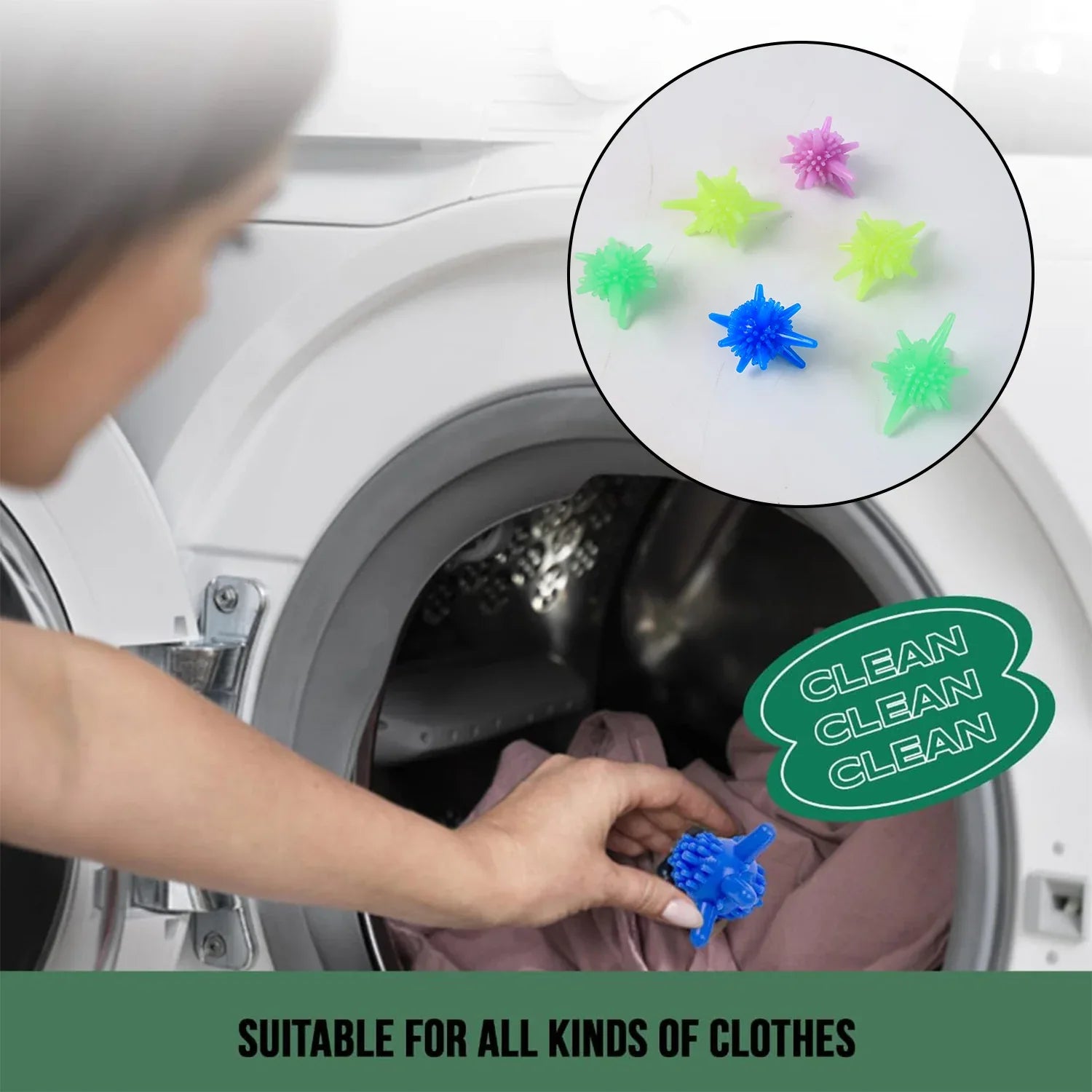 Washing Machine Laundry Reusable Soft Spiky Balls (6 Pc) - Zidbik