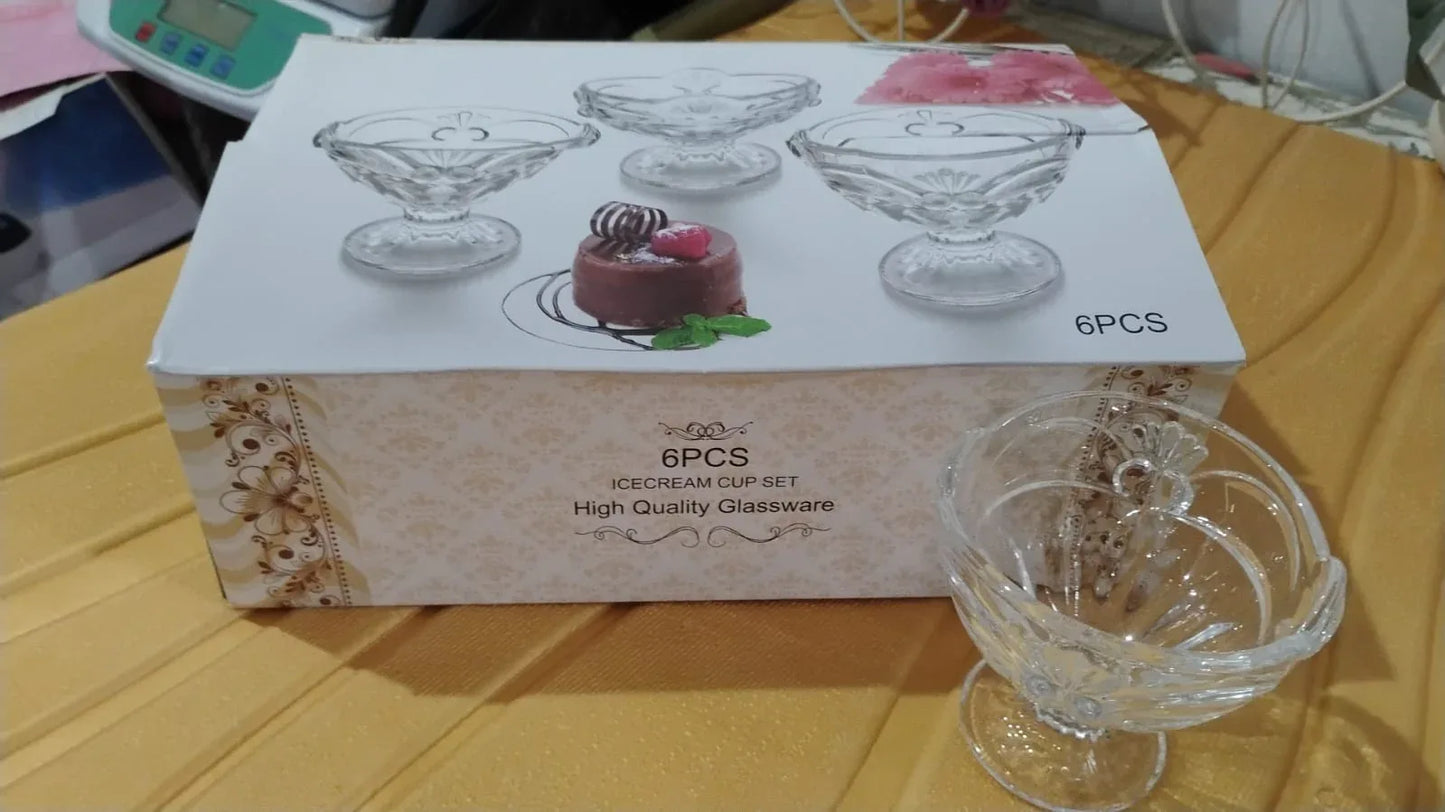 Glass Ice-cream Cup Set Home Kitchen Serving Or Dessert Cup (6 Pcs Set) - Zidbik