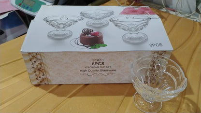 Glass Ice-cream Cup Set Home Kitchen Serving Or Dessert Cup (6 Pcs Set) - Zidbik