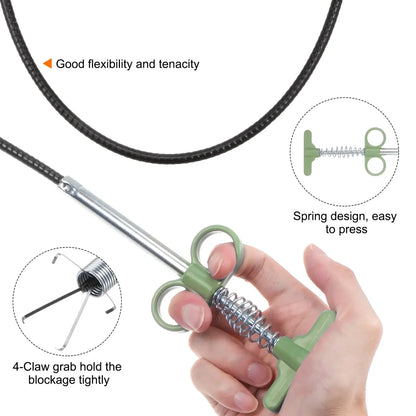 Flexible Spring Drain Cleaning Tool With Hand Grip (1 Pc 157 Cm) - Zidbik