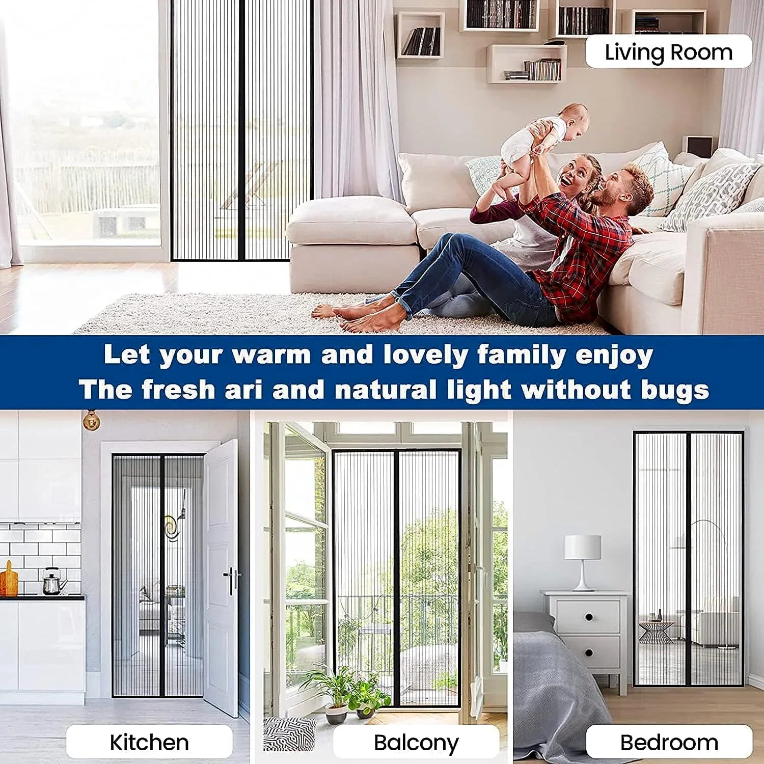 Magic Mesh Hands-free Screen Door Instant Opening (1 Set) - Zidbik