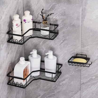 Iron Coating Self-adhesive Corner Shelf Organizer (2 Pc) - Zidbik