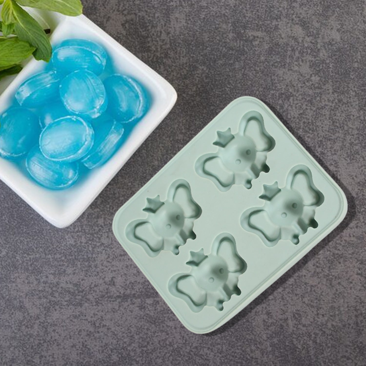 8160 Silicone Cartoon Shape 4 Grid Ice Cube Tray Ice Cube Molds Trays Small Cubes Tray For Fridge Flexible Silicon Ice Tray (1 Pc) - Zidbik