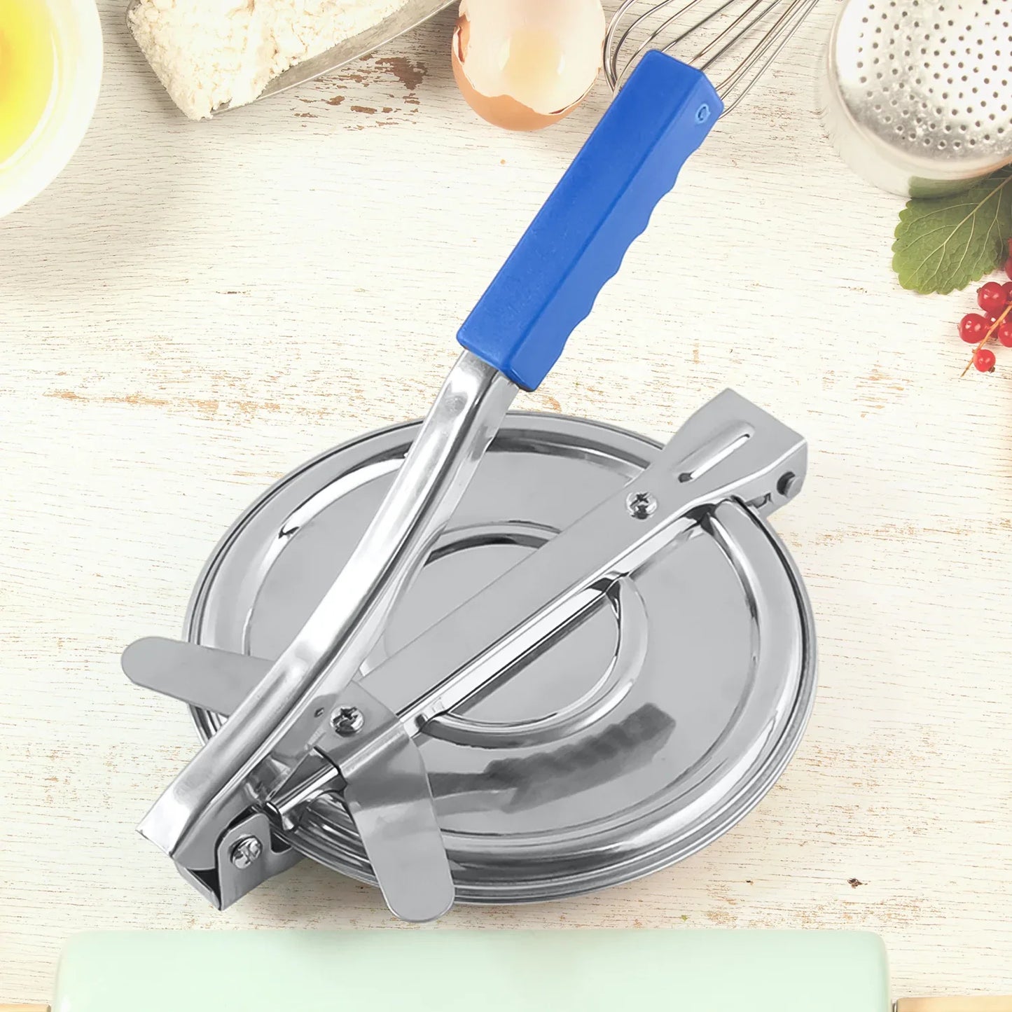 7149a Puri Press Maker - Stainless Steel Puri Maker Press Machine - Roti Chapati Presser For Home - Papad-khakhra- Puri Maker Press Machine With Handle Manual Puri Maker (Medium) - Zidbik