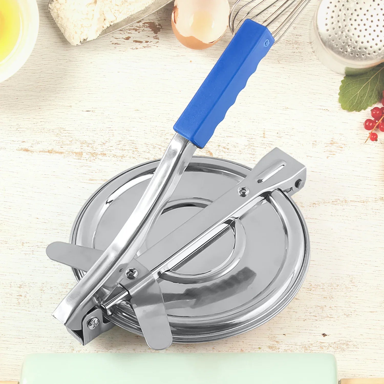 7149a Puri Press Maker - Stainless Steel Puri Maker Press Machine - Roti Chapati Presser For Home - Papad-khakhra- Puri Maker Press Machine With Handle Manual Puri Maker (Medium) - Zidbik