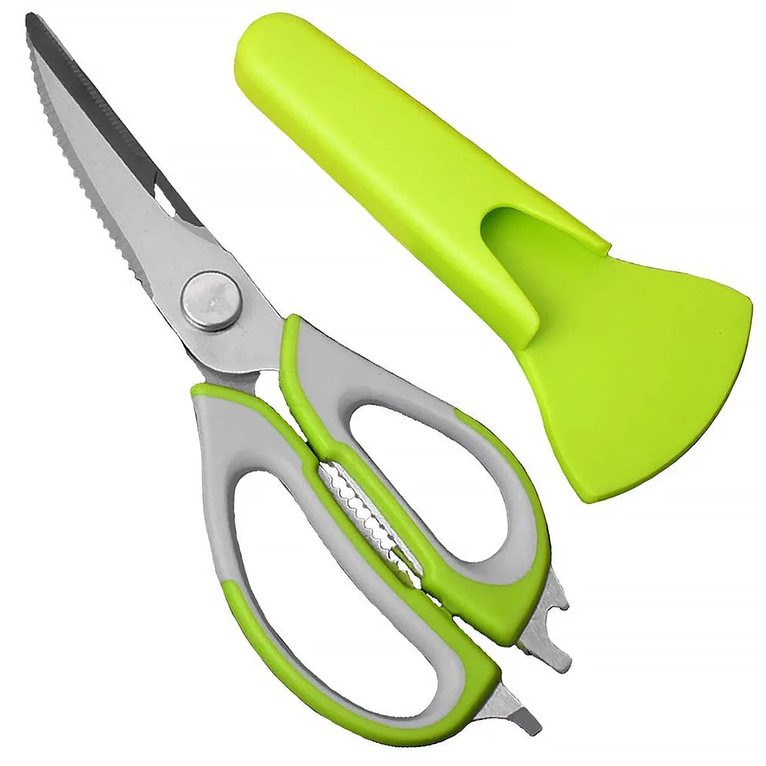 8193 Multi-purpose Kitchen Shears With Magnetic Holder Stainless Steel Red Multifunction Heavy Duty And Kitchen Scissors - Zidbik