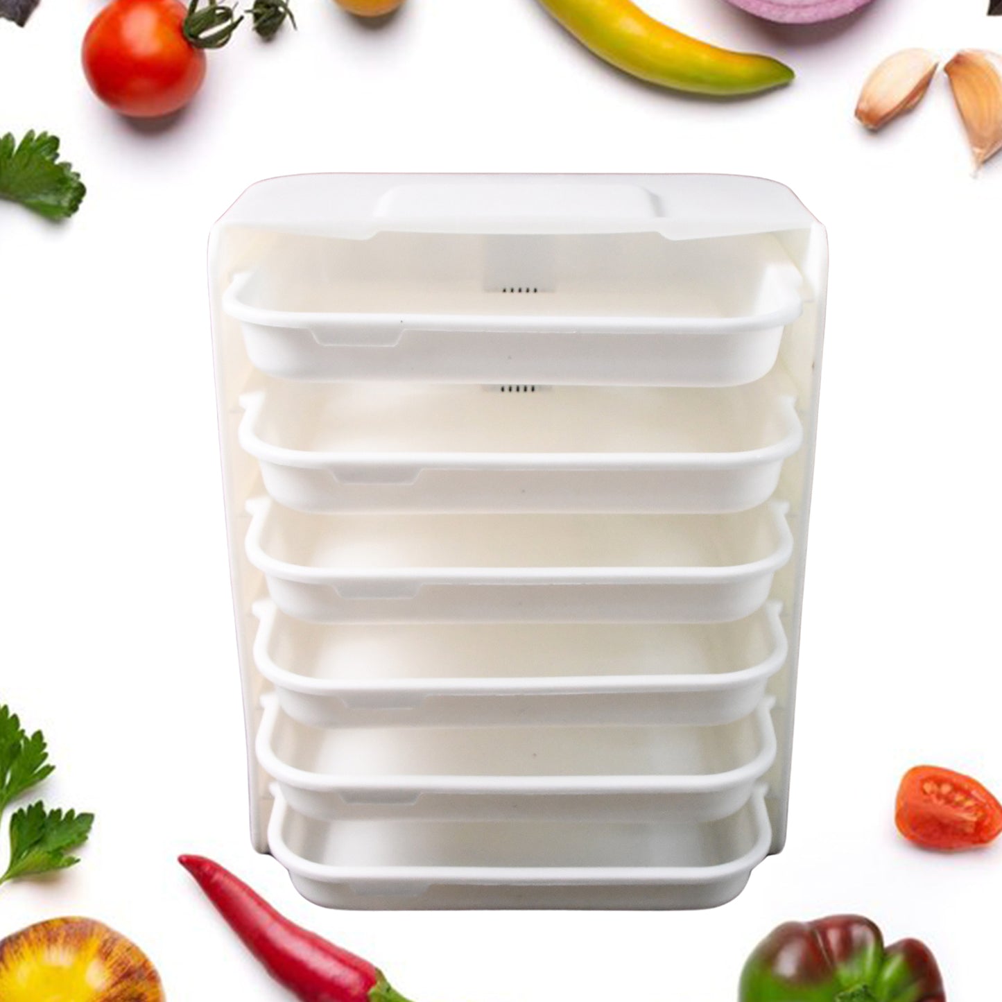 Plastic 6 Layer Wall-mounted Food Organizer Rack (1 Set) - Zidbik