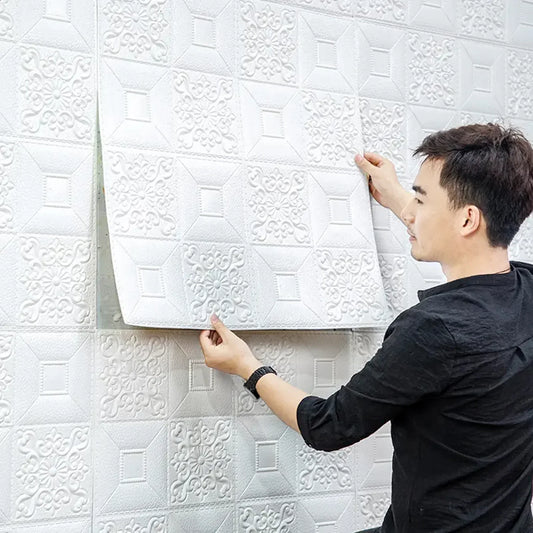 9276 Wallpaper 3d Foam Wallpaper Sticker Panels I Ceiling Wallpaper For Living Room Bedroom I Furniture Door I Foam Tiles (Square Design) - Zidbik