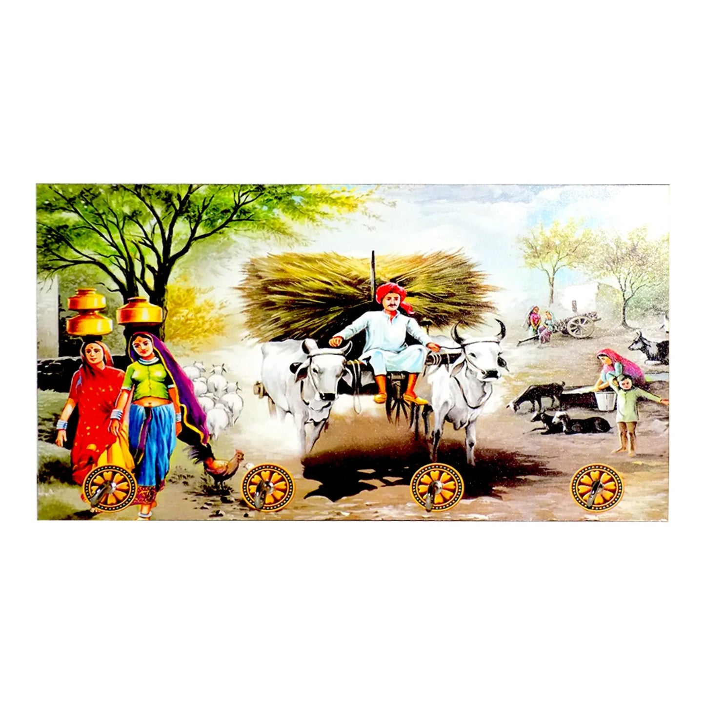 1584 Decorative Wooden Landscape Art With Hooks For Wall Hanging - Zidbik