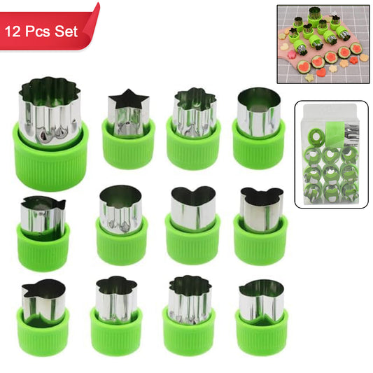 Stainless Steel Cookie Cutter Shapes Set Baking Cooking Food Decoration  (12 Pcs Set) - Zidbik