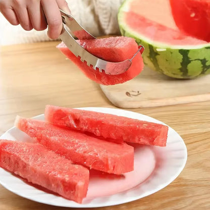 10053 3in1 Stainless Steel Watermelon Cantaloupe Slicer Knife Corer Fruit Vegetable Tools Kitchen (1 Pc) - Zidbik