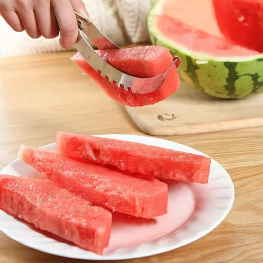 10053 3in1 Stainless Steel Watermelon Cantaloupe Slicer Knife Corer Fruit Vegetable Tools Kitchen (1 Pc) - Zidbik