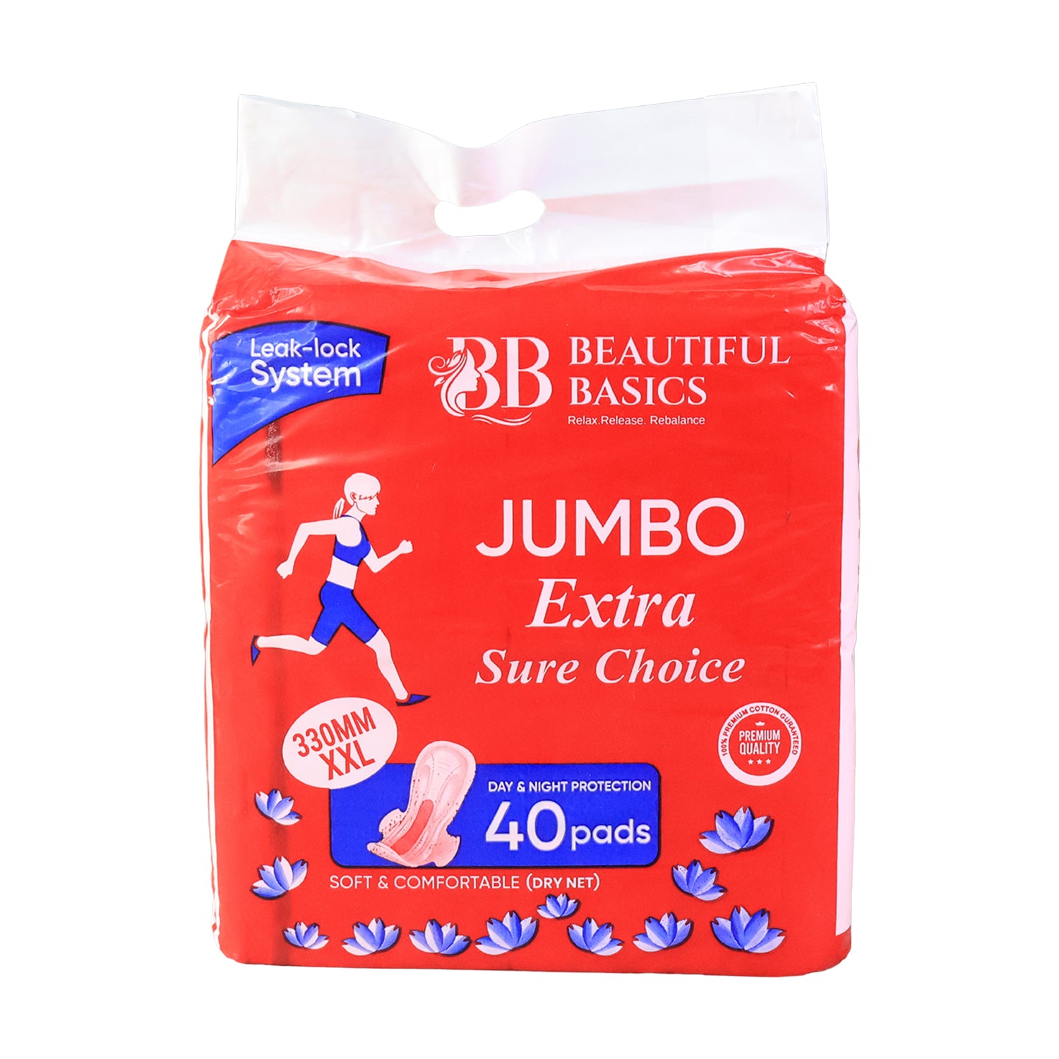 Beautiful Basics Jumbo Extra Sure Choice Sanitary Pads Xxl 330mm (40 Pc) - Zidbik