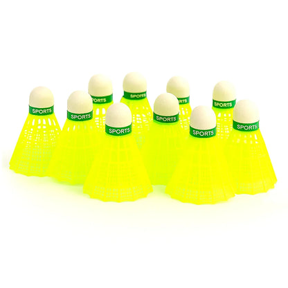 Premium Plastic Badminton Shuttlecock Set (10 Pcs) - Zidbik