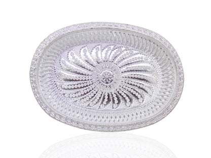 2090 Multipurpose Royal Design Oval Silver Gift Tray - Zidbik