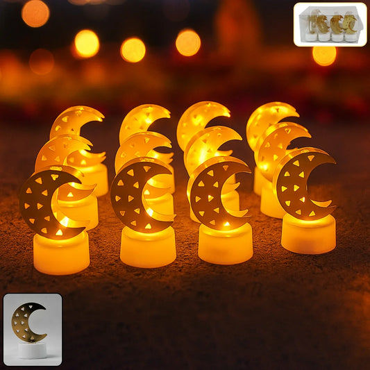 Decorative Moon Shaped Flameless Led Candles (12 Pc) - Zidbik