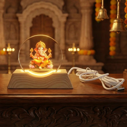 Premium 3d Lord Ganesha Acrylic Led Night Lamp (1 Pc) - Zidbik