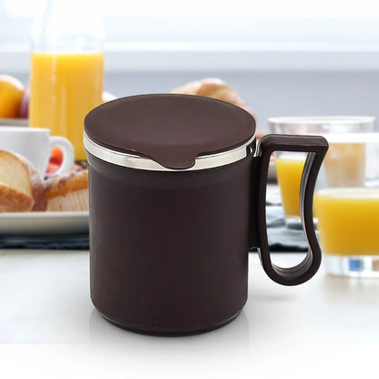 Coffee Mug With Lid And Handle-plastic Covered Stainless Steel Mug (Random Color Approx 200 Ml) - Zidbik