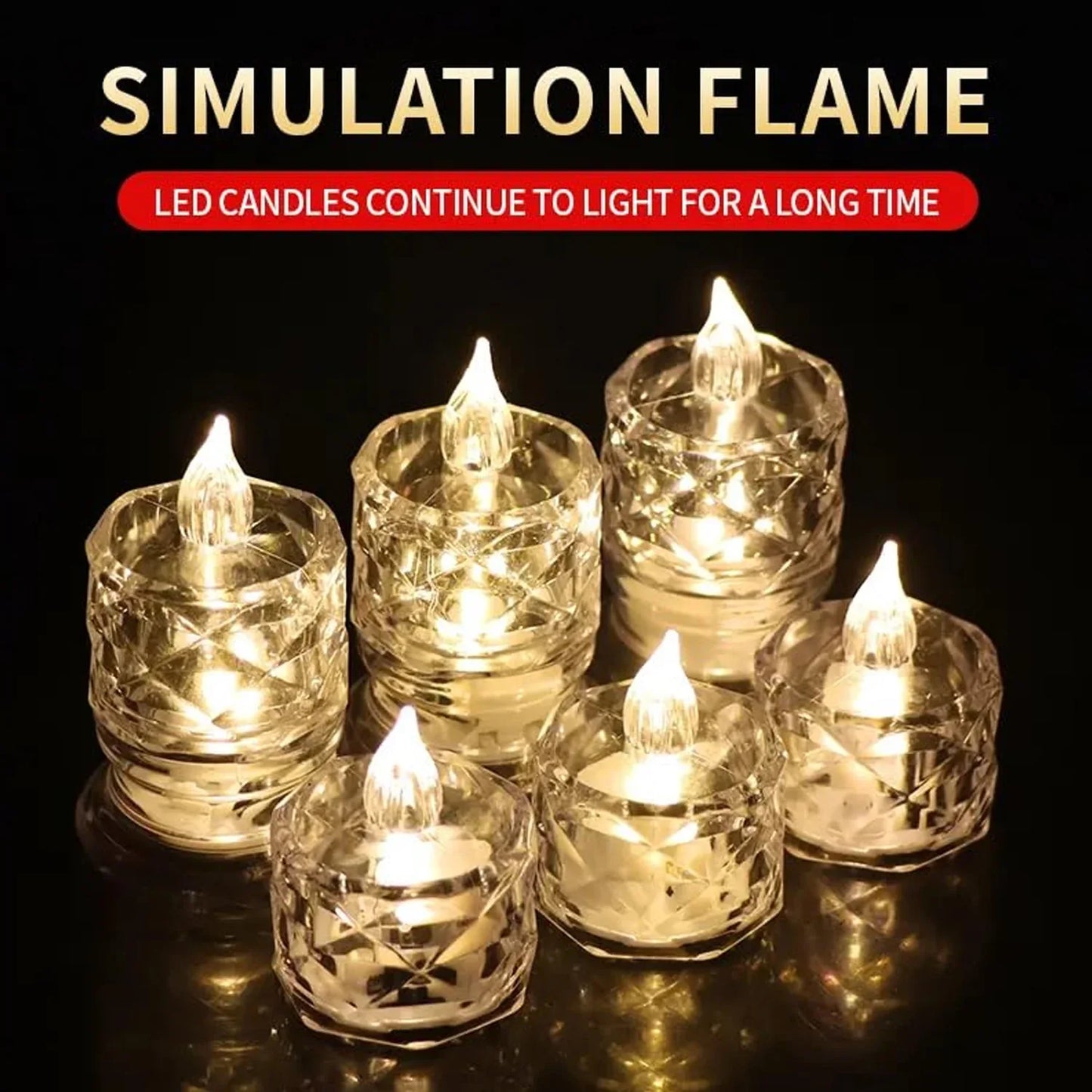 24 Pcs Flameless And Smokeless Decorative Acrylic Candles Transparent Led Tea Light Candle For Gifting House Diwali Christmas Festival Events Decor Candles - Zidbik