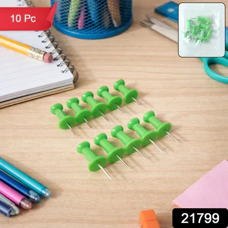 Green Plastic Push Pins Thumb Tacks For Notice Board (10 Pc) - Zidbik