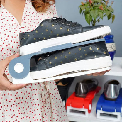 1329 Adjustable Plastic Shoe Organizers Adjustable Shoe Slots Organizer Portable Shoe Rack Space Saver Rack Holder Adjustable Shoe Rack Shoe Holder (1 Pc) - Zidbik