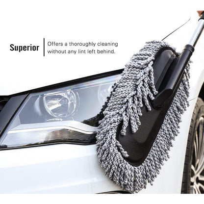 4749 Car Duster Long Retractablesoftnon-sliphandle Multipurpose Microfiber Wash Brush Vehicle Interior And Exterior Cleaning Kit With For Car Boats Or Home - Zidbik