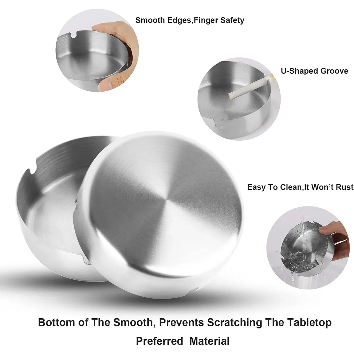 Round Tabletop Cigarette Ashtray With Multiple Rest Slots (1 Pc) - Zidbik