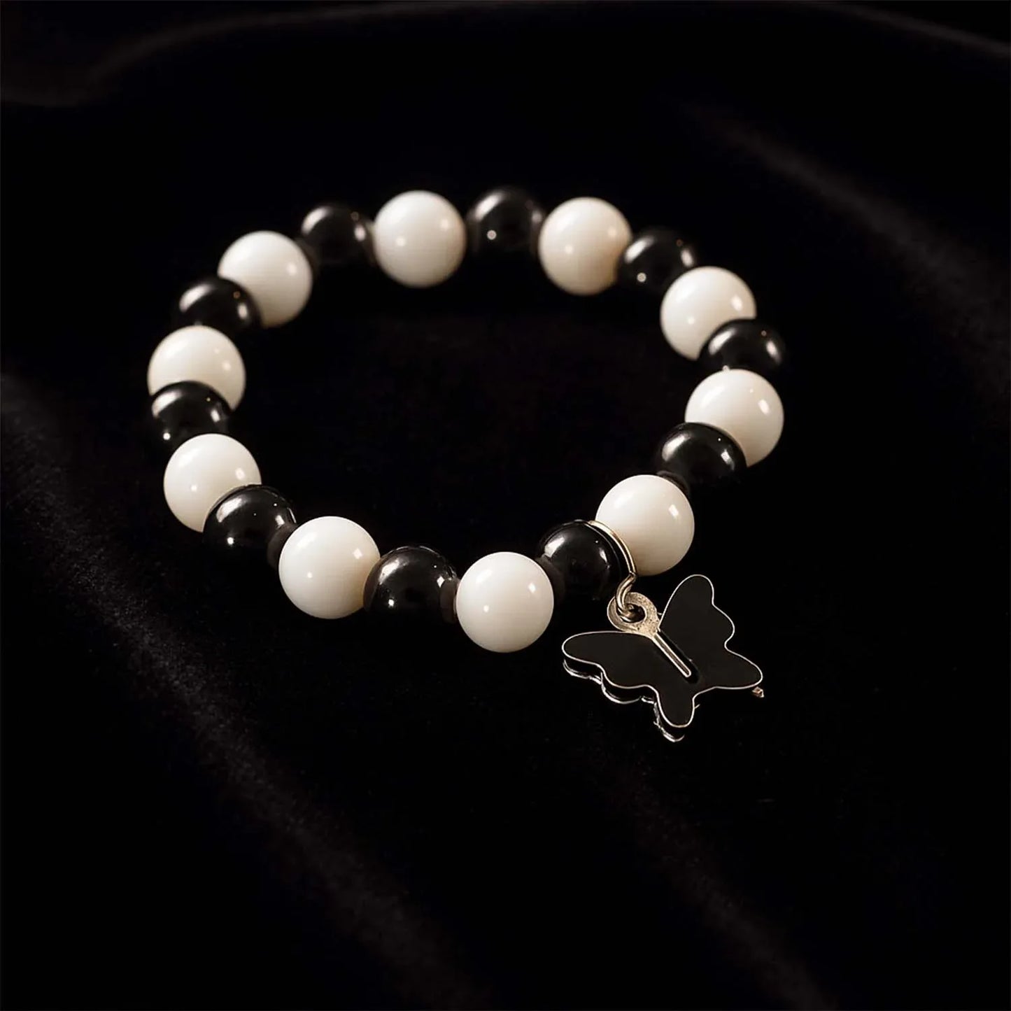 Elegant Black And White Fancy Bracelet (1 Pc) - Zidbik