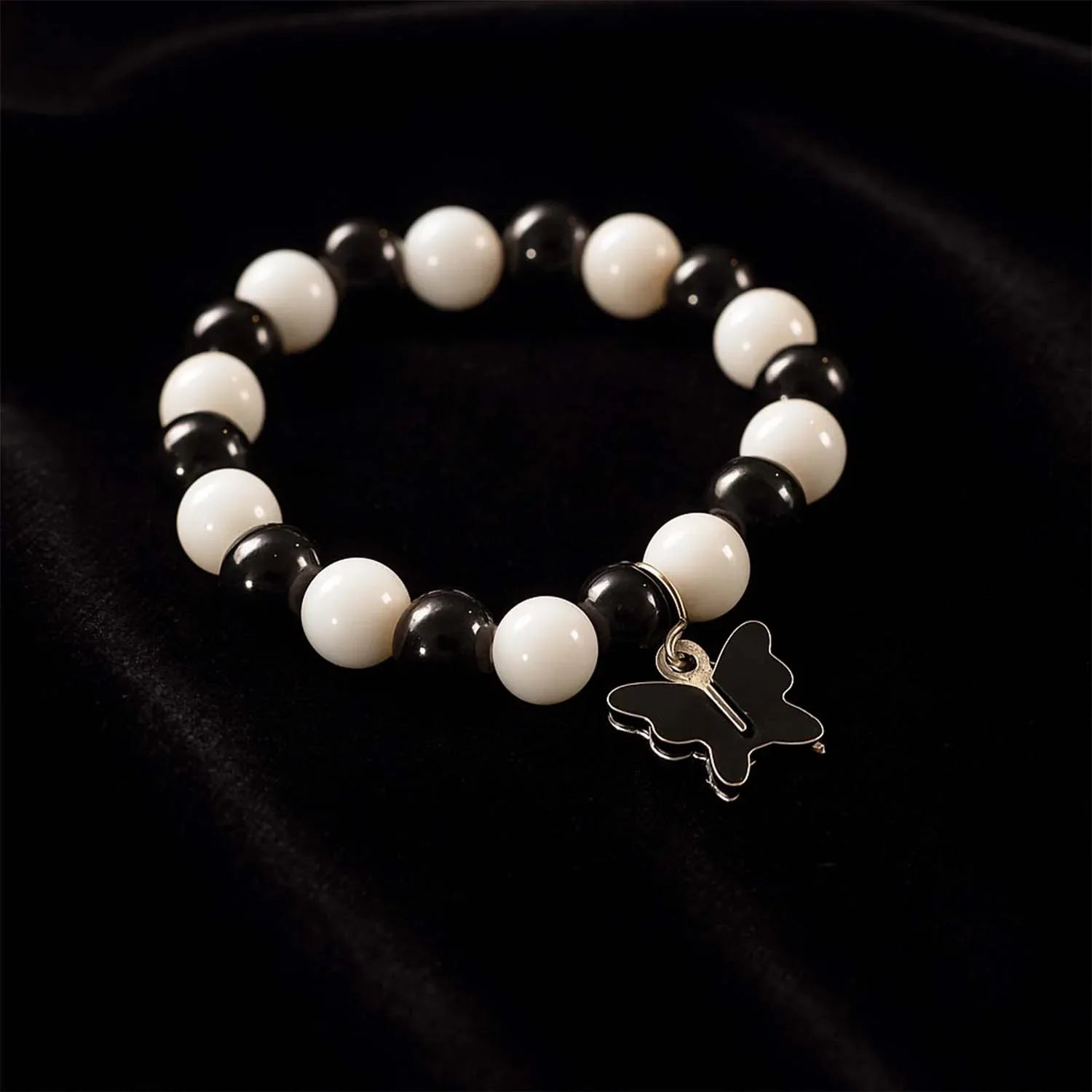Elegant Black And White Fancy Bracelet (1 Pc) - Zidbik