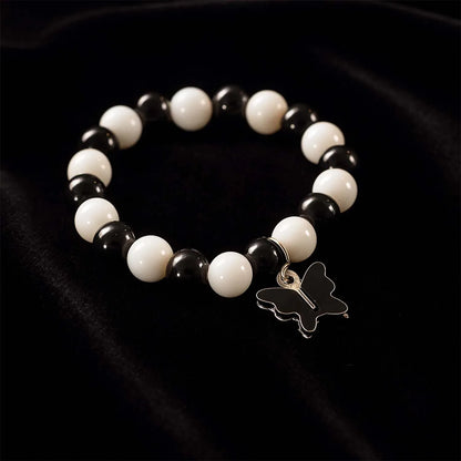Elegant Black And White Fancy Bracelet (1 Pc) - Zidbik