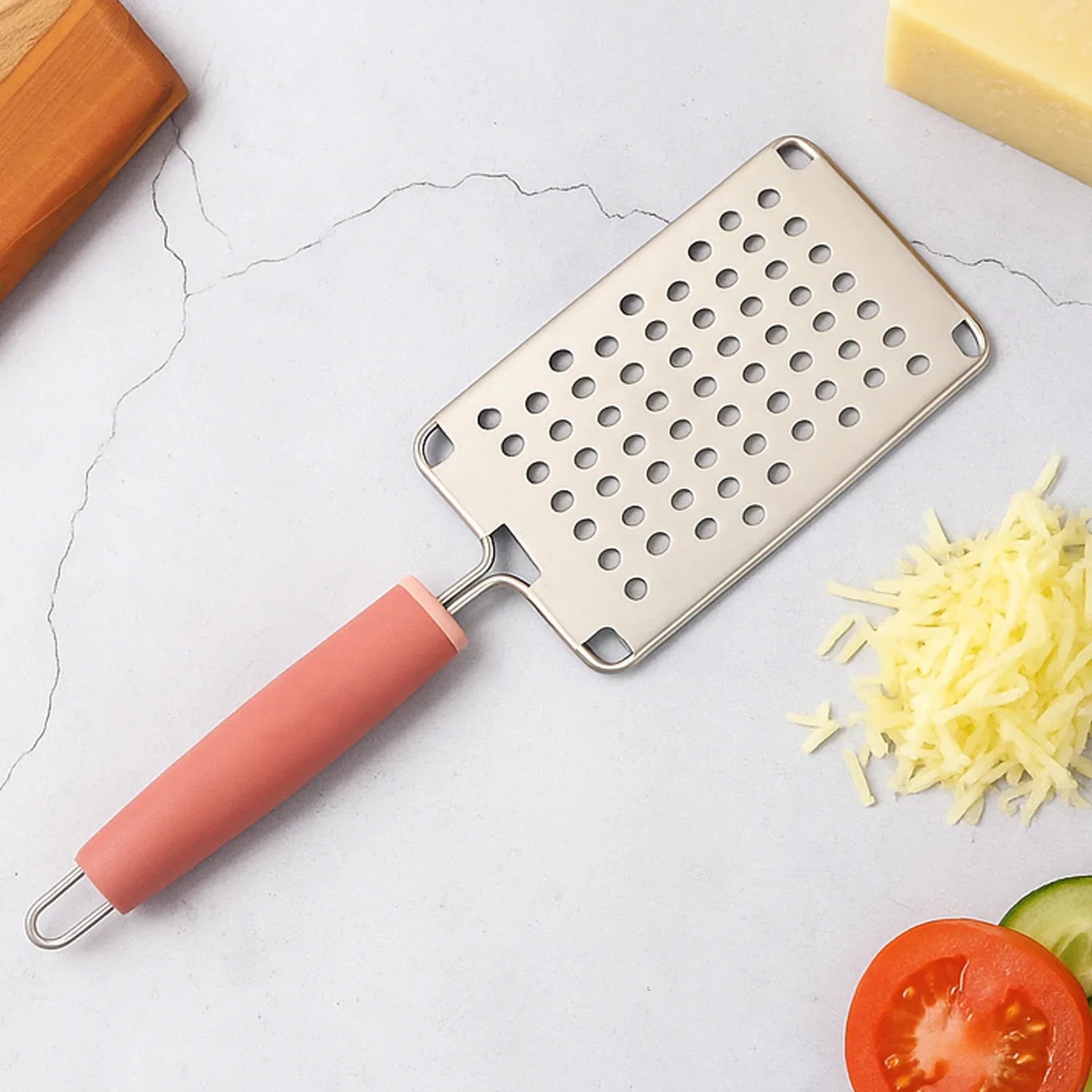 Supermom Stainless Steel Multipurpose Vegetable And Cheese Grater With Soft Grip Handle (1 Pc) - Zidbik