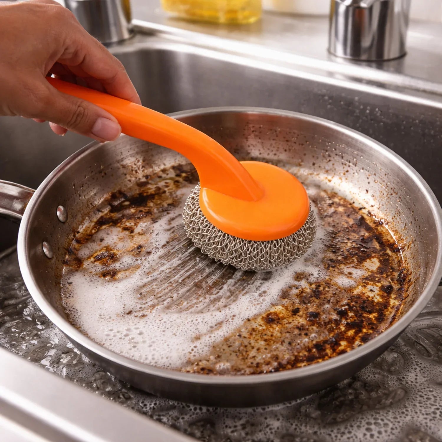 Heavy Duty Cleaning Scrubber Set With Long Handle (1 Set) - Zidbik