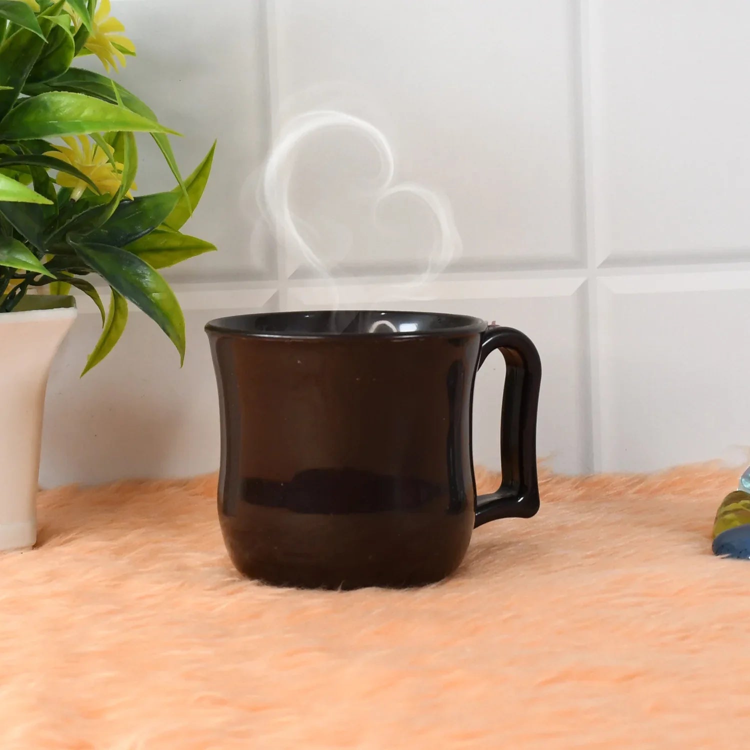 Premium Plastic Coffee Tea Cups Mug With Handle (1 Pc With Color Box Black) - Zidbik