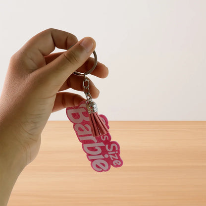 Text Keychain With Glitter Finish And Tassel Charm (1 Pc) - Zidbik