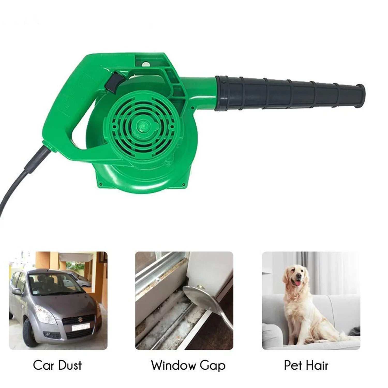 3158 650v Blower Portable Rifel Range Heavy Duty Air Blower Electric Air Blower For Homeofficecarpccomputer Dustgaragepatiogarden Leaftrash Cleaning (350w 2.3 M3min 13000 Rpm Green) - Zidbik