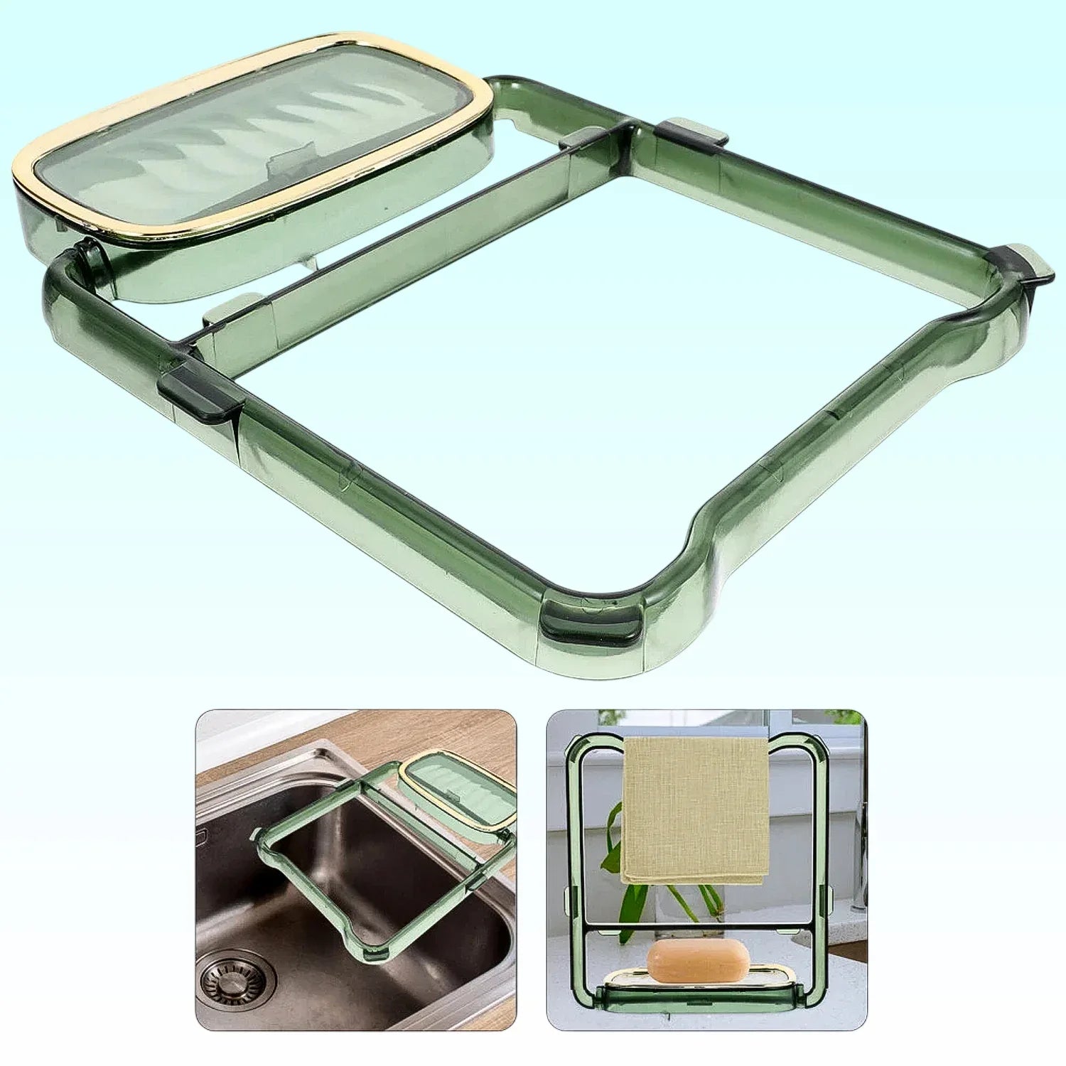 2-in-1 Self-adhesive Towel Hanger Soap Holder Stand (1 Pc) - Zidbik