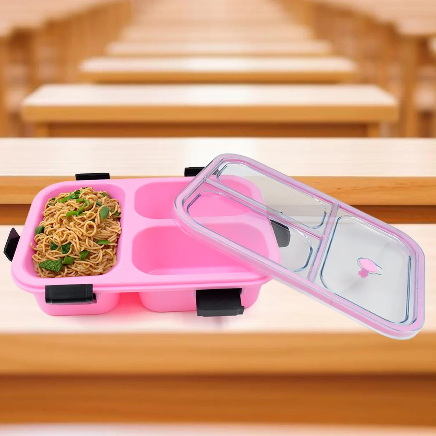 Plastic 3 Compartment Insulated Lunch Box Lunch Box (1 Pc) - Zidbik