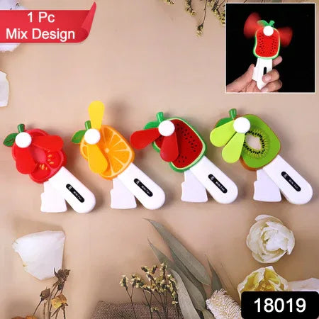 Mini Hand Pressure Fruit-shaped Fan For Kids (1 Pc Mix Design) - Zidbik