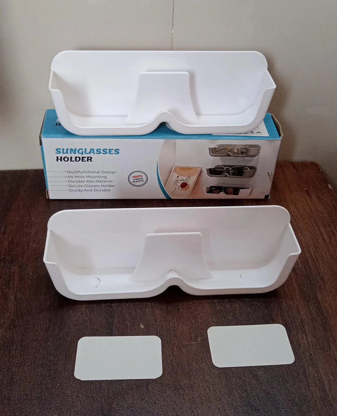 17823 Wall Mount Sunglass Organizer Simple Space Saving Glasses Storage Box Eyewear Stand Holder For Showcase Bedroom Apartment With 2 Pc Double Sided Adhesive Sticker (2 Pcs Set) - Zidbik