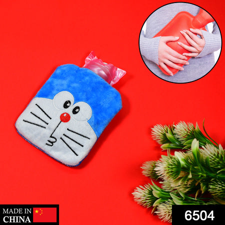 6504 Doremon Small Hot Water Bag With Cover For Pain Relief Neck Shoulder Pain And Hand Feet Warmer Menstrual Cramps. - Zidbik