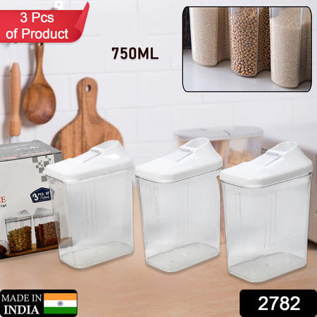 2782 Kitchen Storage Jars  Container Set 3pc  Transparent Jar Set For Home  Kitchen Use - Zidbik