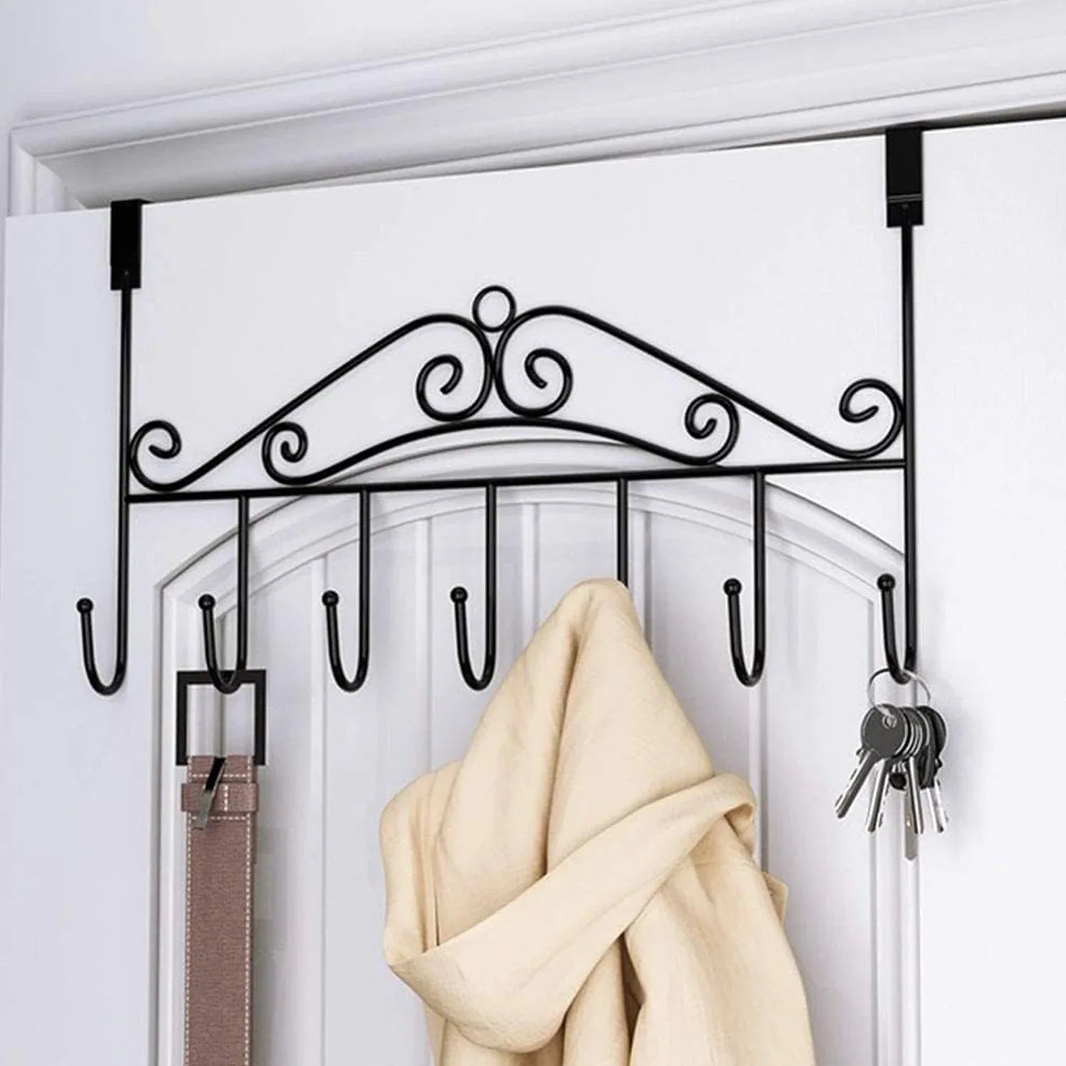 Over The Door Hanger Rack 7 Hooks Decorative Ognazier Hook Rack Stylish Door Hanger Door Hook Hangers With 7 Hooksmetal Hanging Rack For Home Office Use - Zidbik