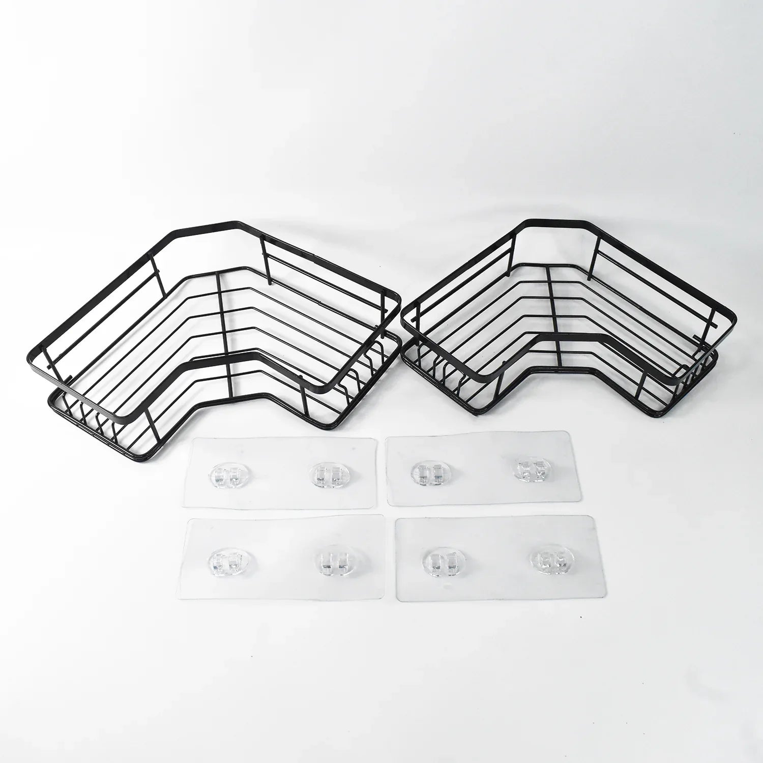Iron Coating Self-adhesive Corner Shelf Organizer (2 Pc) - Zidbik